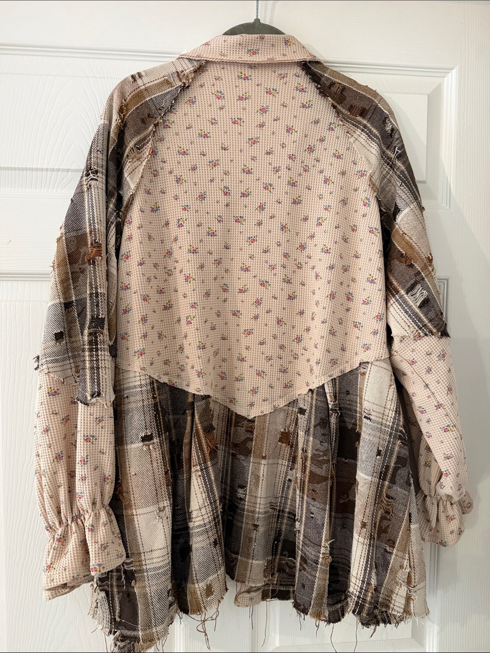 POL Mixed-Print Beige and Brown Button-Down Shirt - Picture 6 of 6